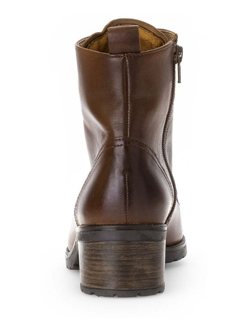Bottines à lacets sattels en cuir lisse Gabor Marron - Kiabi