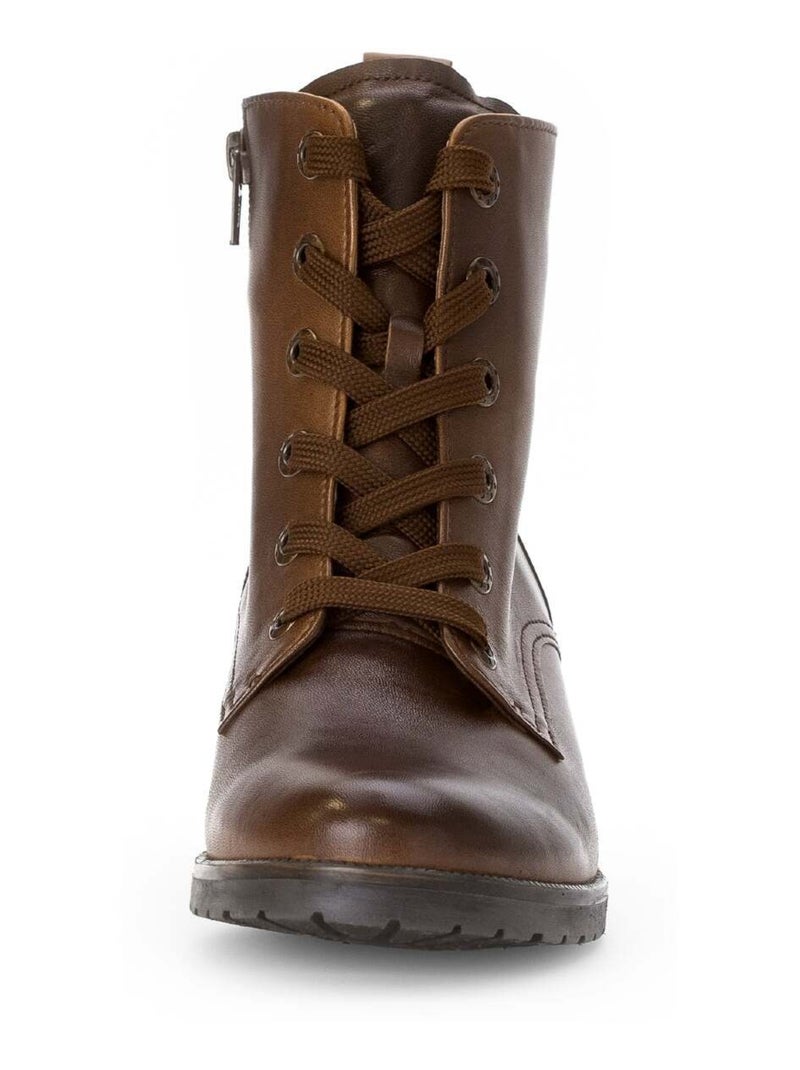 Bottines à lacets sattels en cuir lisse Gabor Marron - Kiabi