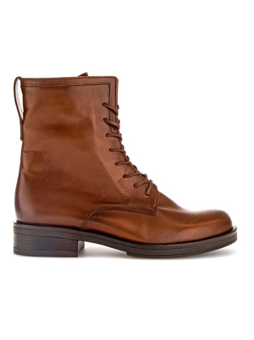 Bottines à lacets sattels en cuir lisse - Kiabi Bottines à lacets sattels en cuir lisse - Kiabi