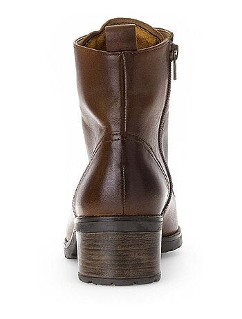 Bottines à lacets sattels en cuir lisse