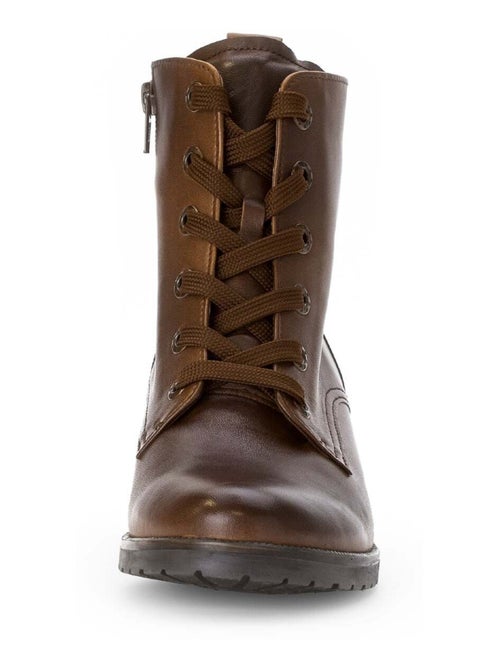 Bottines à lacets sattels en cuir lisse - Kiabi