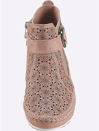 Bottines à motif ajouré avec glissière et semelle en cuir - Taille standard - Witt