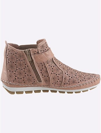 Bottines à motif ajouré avec glissière et semelle en cuir - Taille standard - Witt