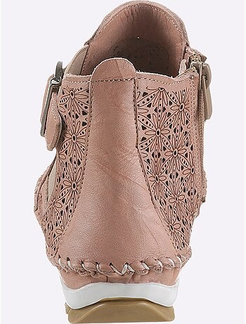 Bottines à motif ajouré avec glissière et semelle en cuir - Taille standard - Witt