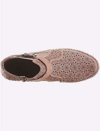 Bottines à motif ajouré avec glissière et semelle en cuir - Taille standard - Witt