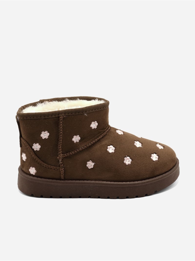 Bottines à motifs florales Marron - Kiabi