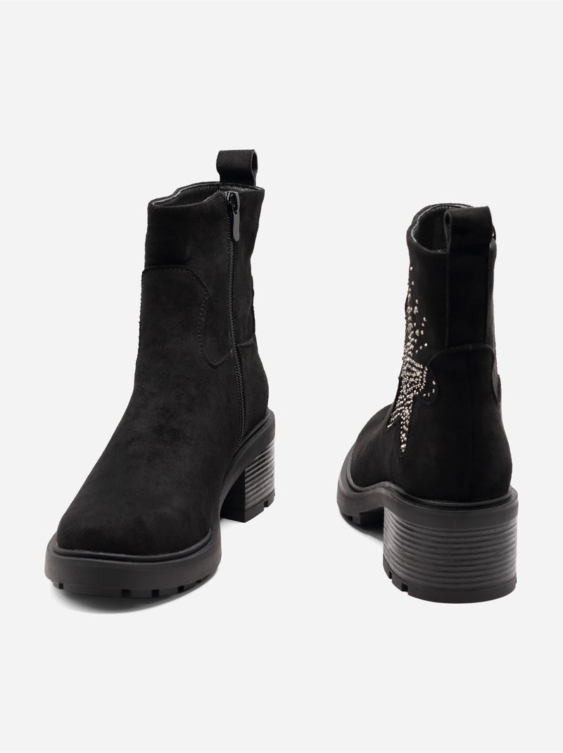 Bottines à motifs Noir - Kiabi