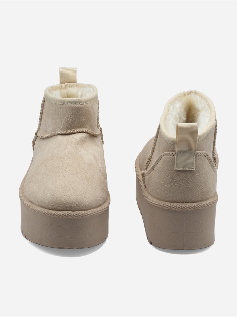 Bottines à plateforme - C M Crème - Kiabi