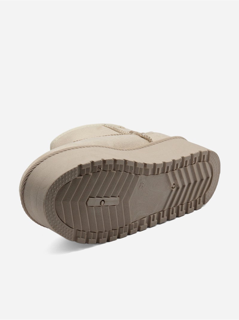 Bottines à plateforme - C M Crème - Kiabi