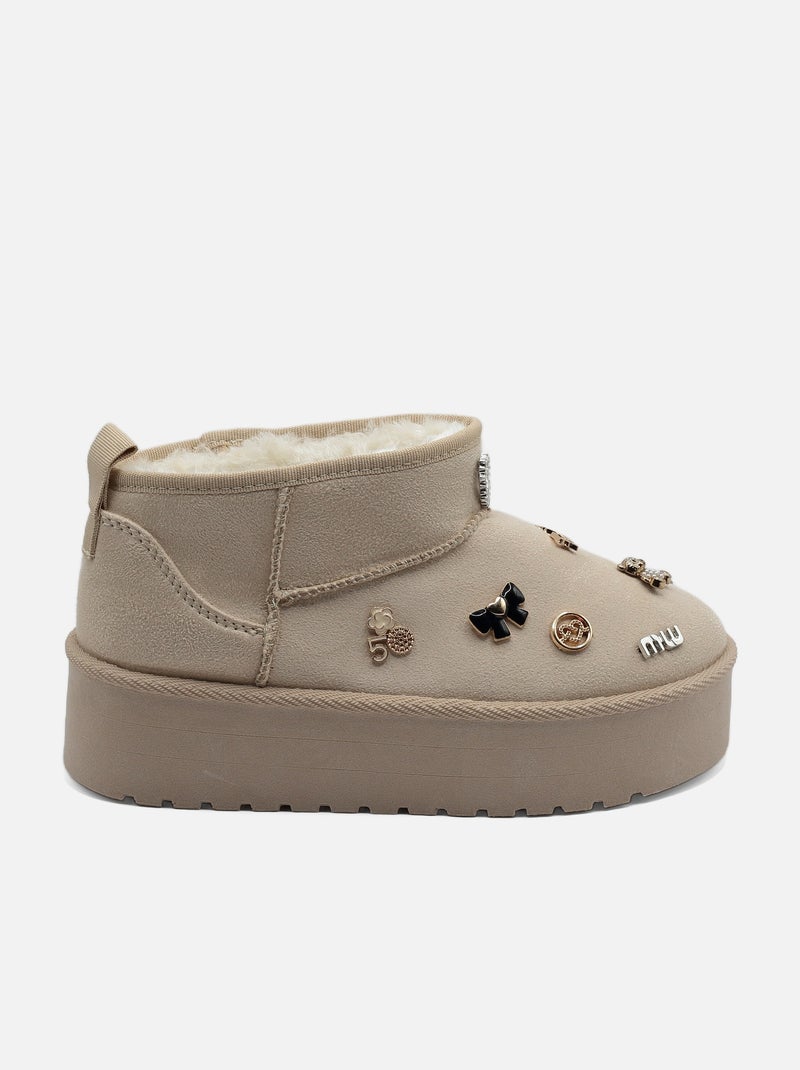 Bottines à plateforme - C M Crème - Kiabi