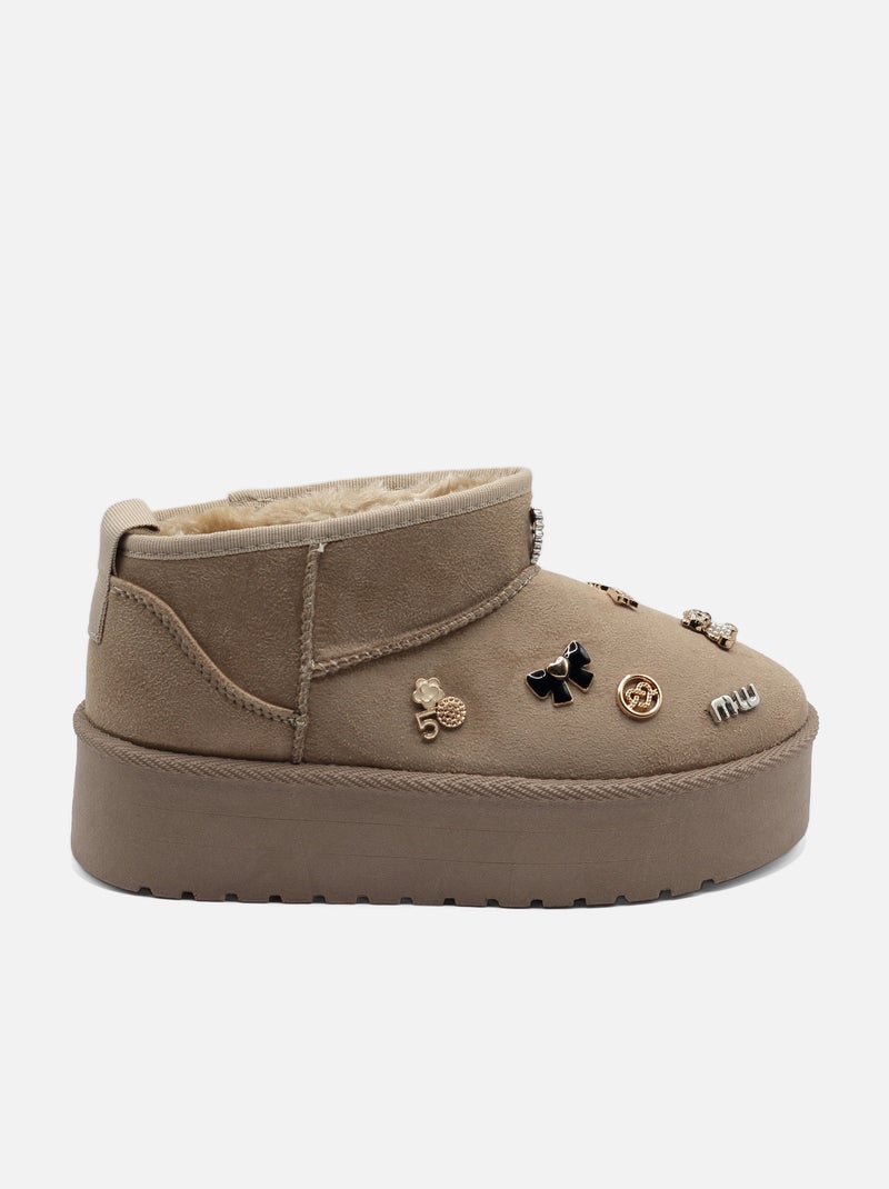 Bottines à plateforme - C M Kaki - Kiabi