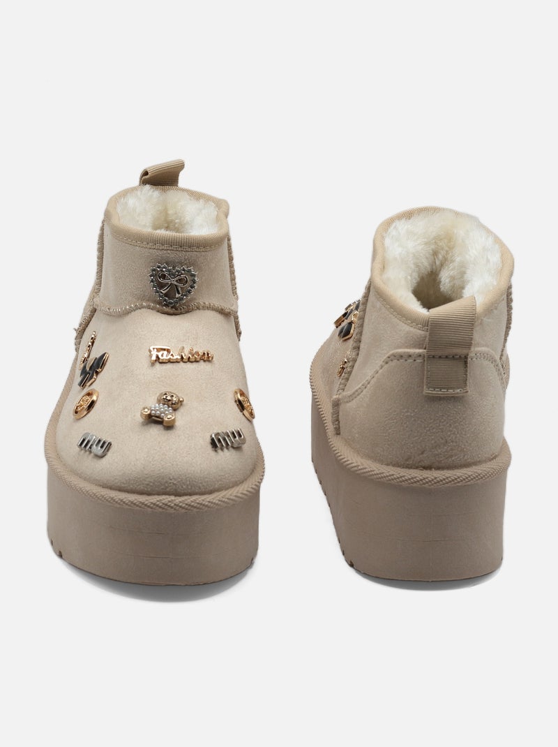 Bottines à plateforme - C M Kaki - Kiabi