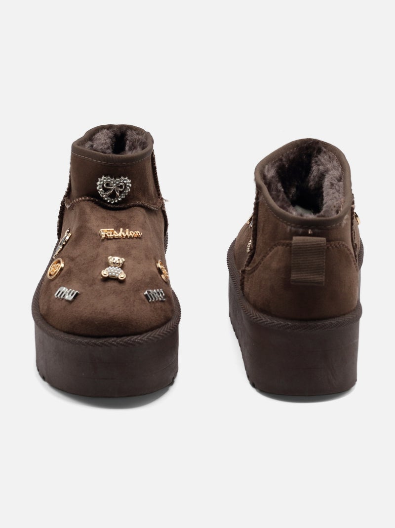 Bottines à plateforme - C M Marron - Kiabi