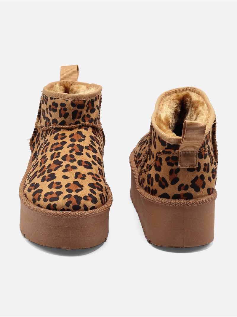 Bottines à plateforme - C M Marron havane - Kiabi