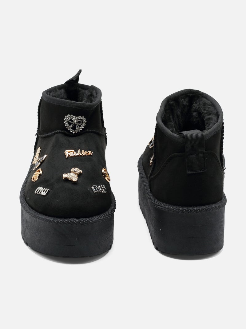 Bottines à plateforme - C M Noir - Kiabi