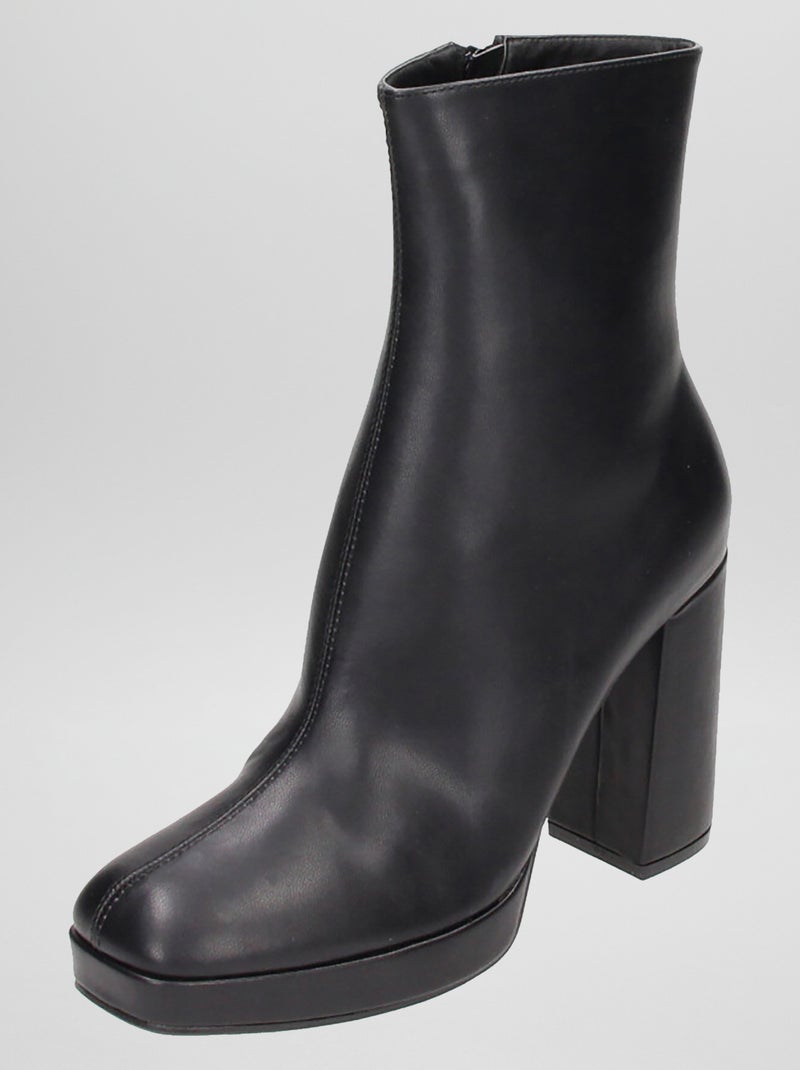 Bottines à plateforme Noir - Kiabi
