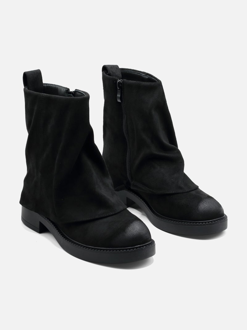 Bottines à revers Noir Femme Kiabi