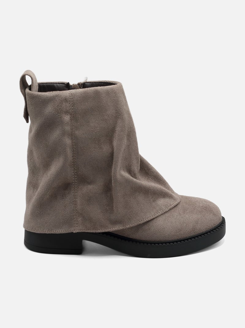 Bottines à revers Taupe - Kiabi
