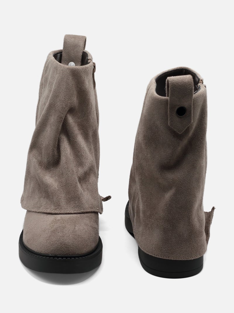 Bottines à revers Taupe - Kiabi