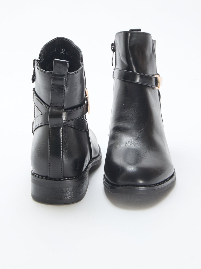 Bottines à sangle unie Noir - Kiabi