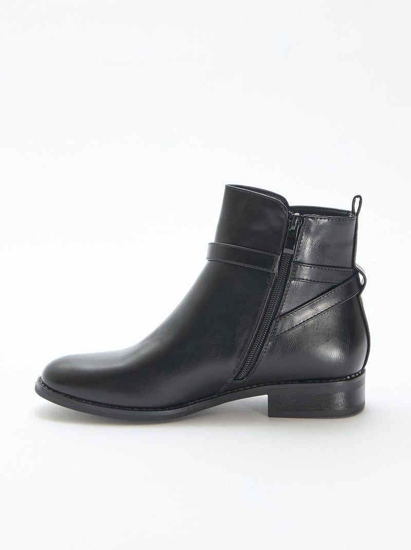 Bottines à sangle unie Noir - Kiabi
