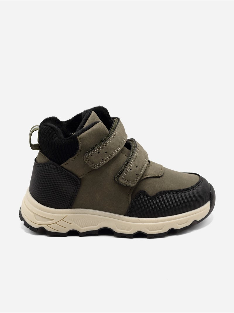 Bottines à scratchs Blanc Kaki - Kiabi