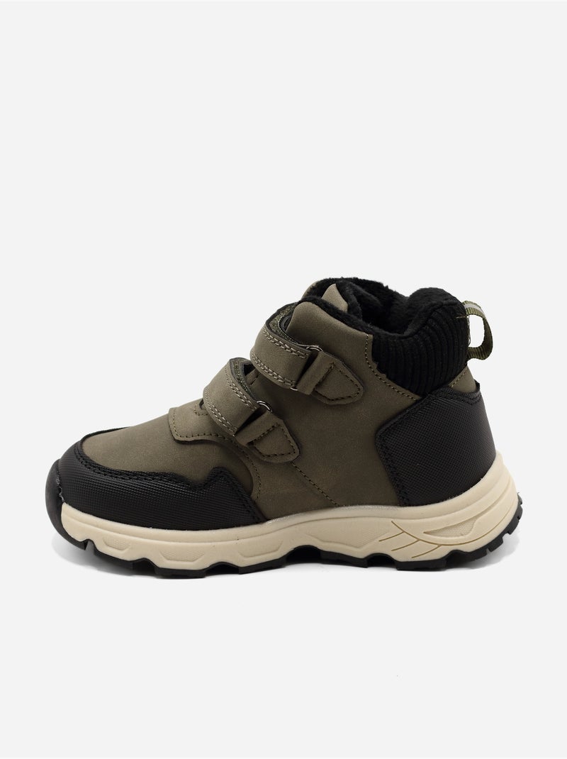 Bottines à scratchs Blanc Kaki - Kiabi