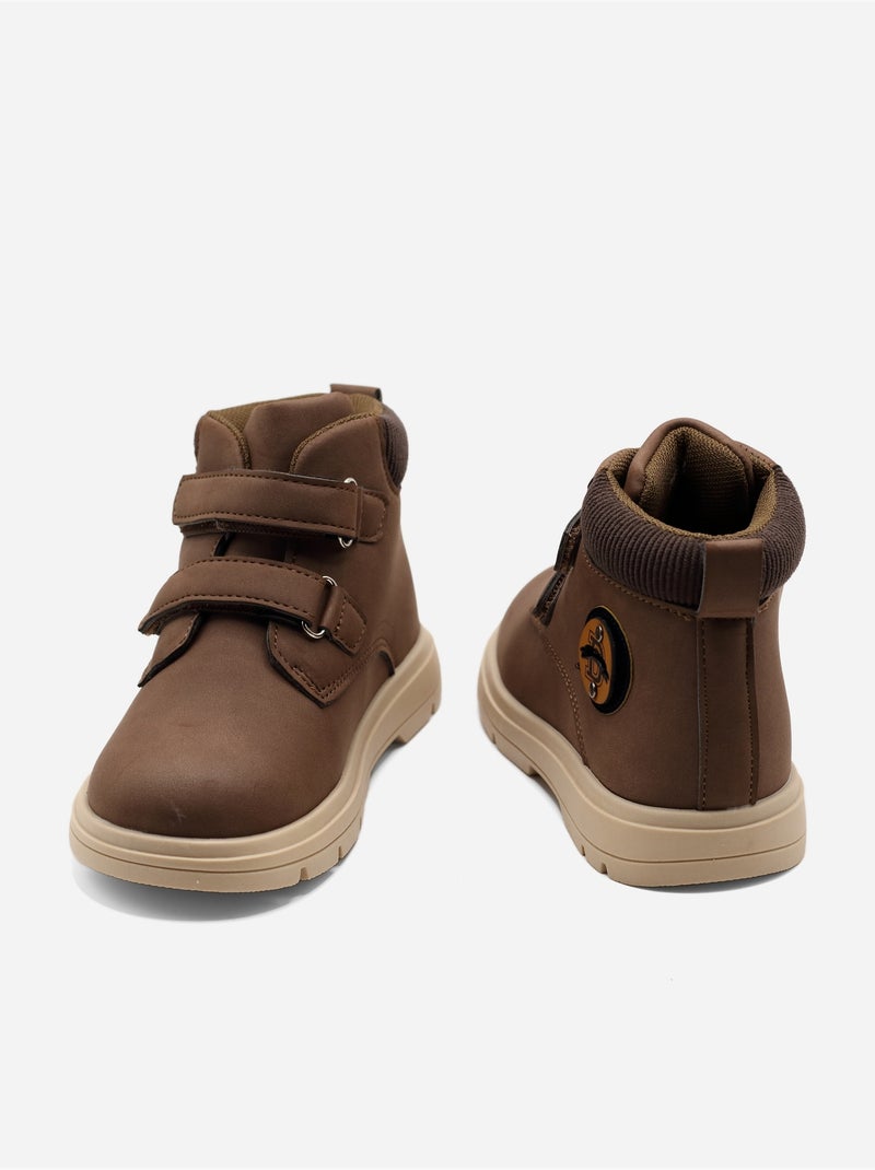 Bottines à scratchs Marron - Kiabi