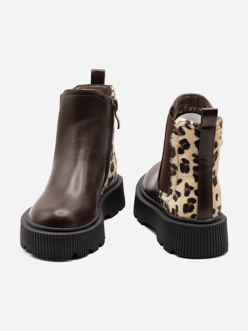 Bottines à semelle épaisse Marron - Kiabi