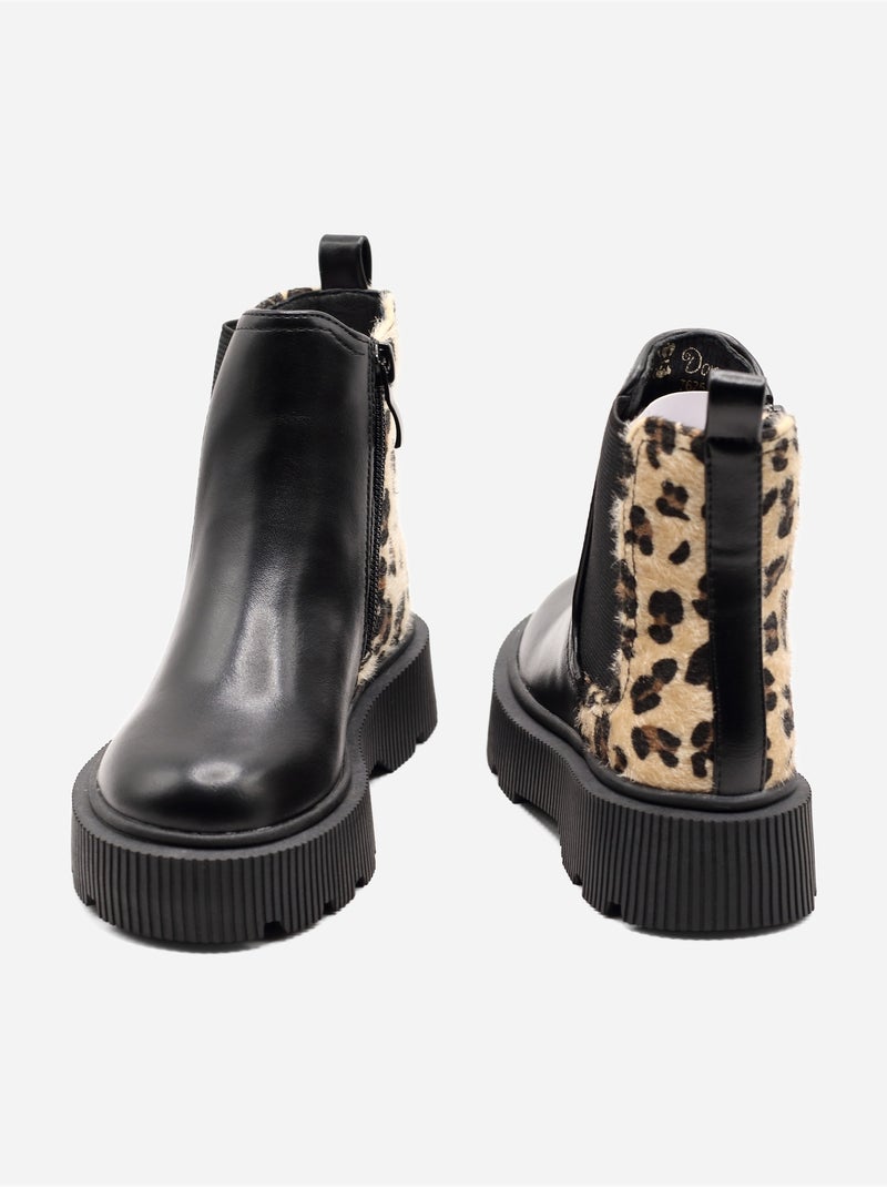 Bottines à semelle épaisse Noir - Kiabi
