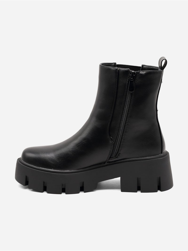 Bottines à semelles crantées Noir - Kiabi