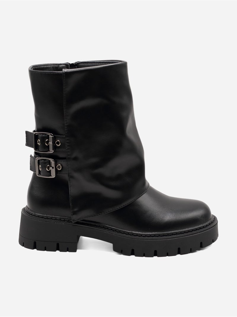 Bottines à semelles crantées Noir - Kiabi