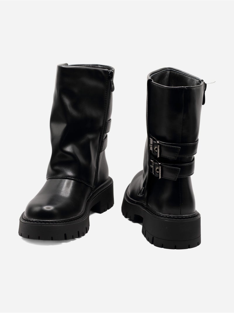 Bottines à semelles crantées Noir - Kiabi