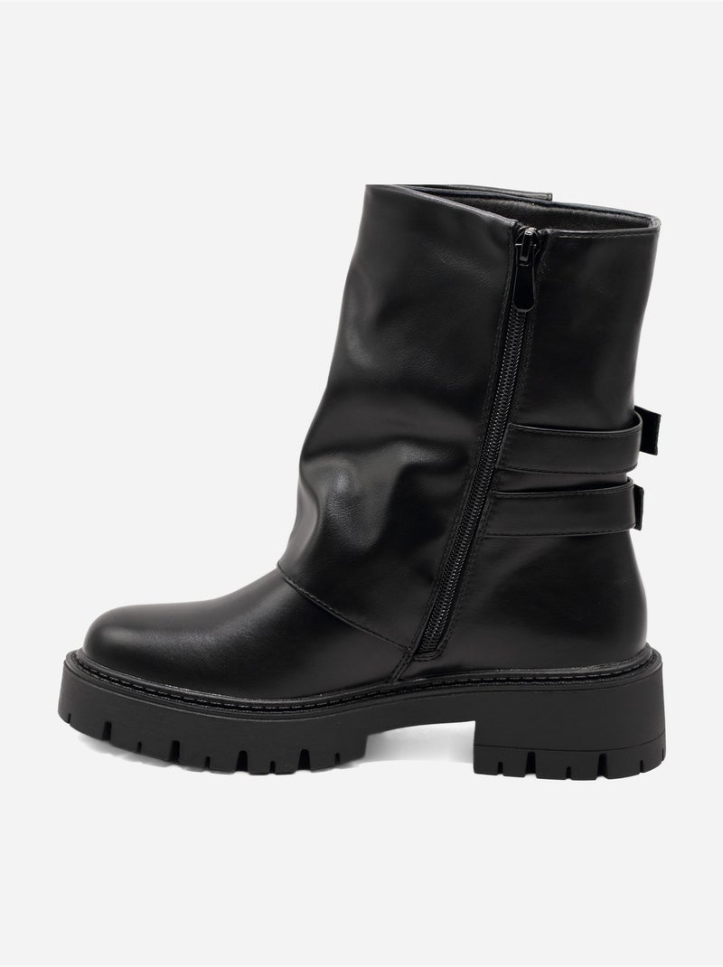 Bottines à semelles crantées Noir - Kiabi