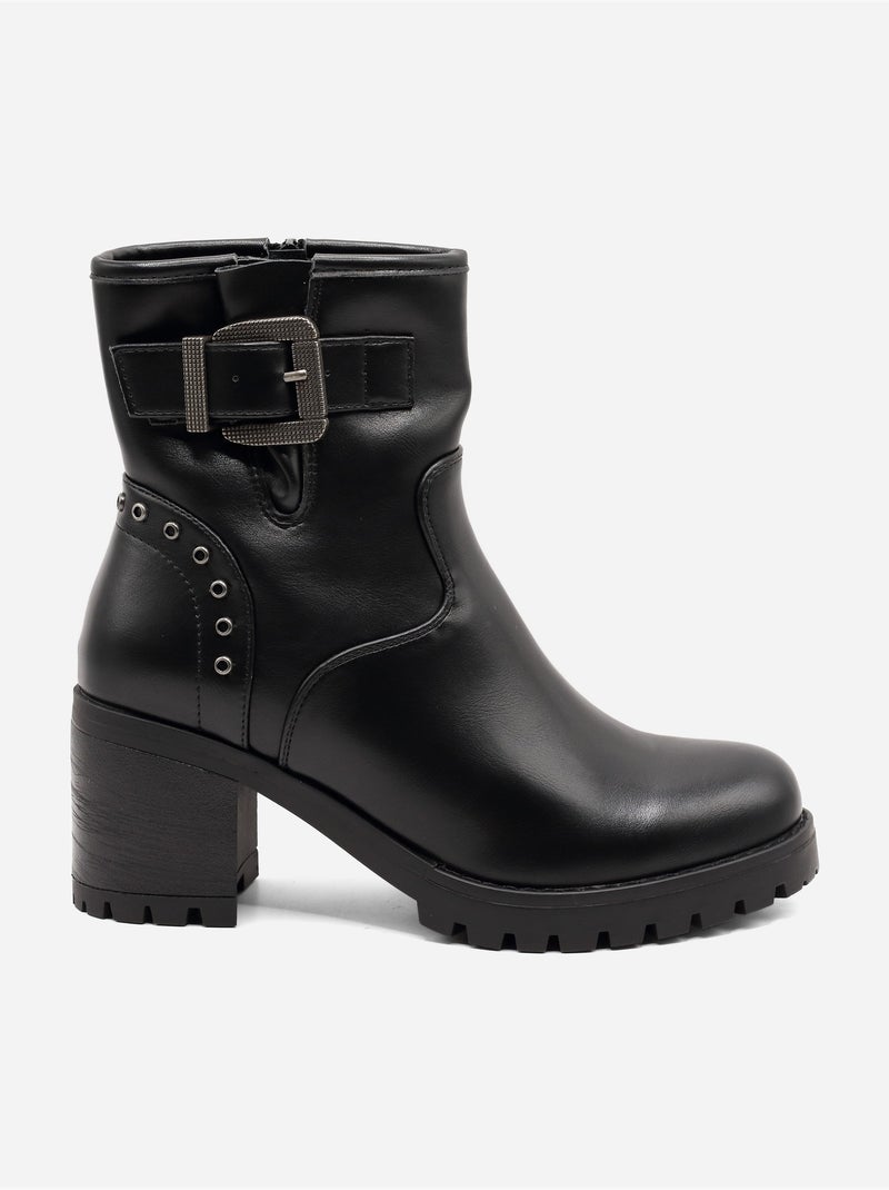 Bottines à semelles crantées Noir - Kiabi