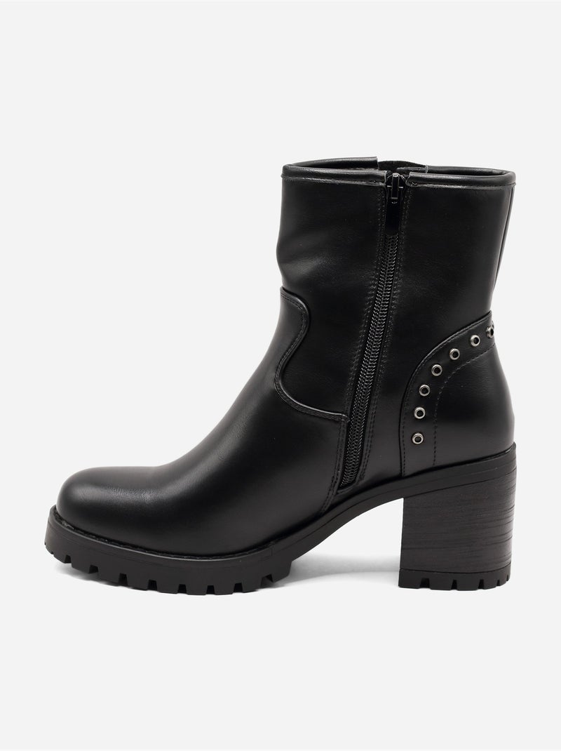Bottines à semelles crantées Noir - Kiabi