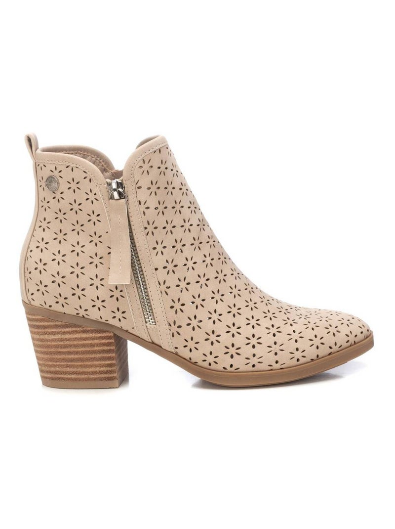Bottines à talon avec fermeture éclair Beige - Kiabi