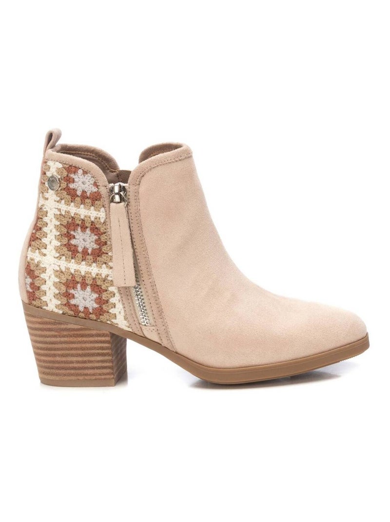 Bottines à talon avec fermeture éclair Beige - Kiabi
