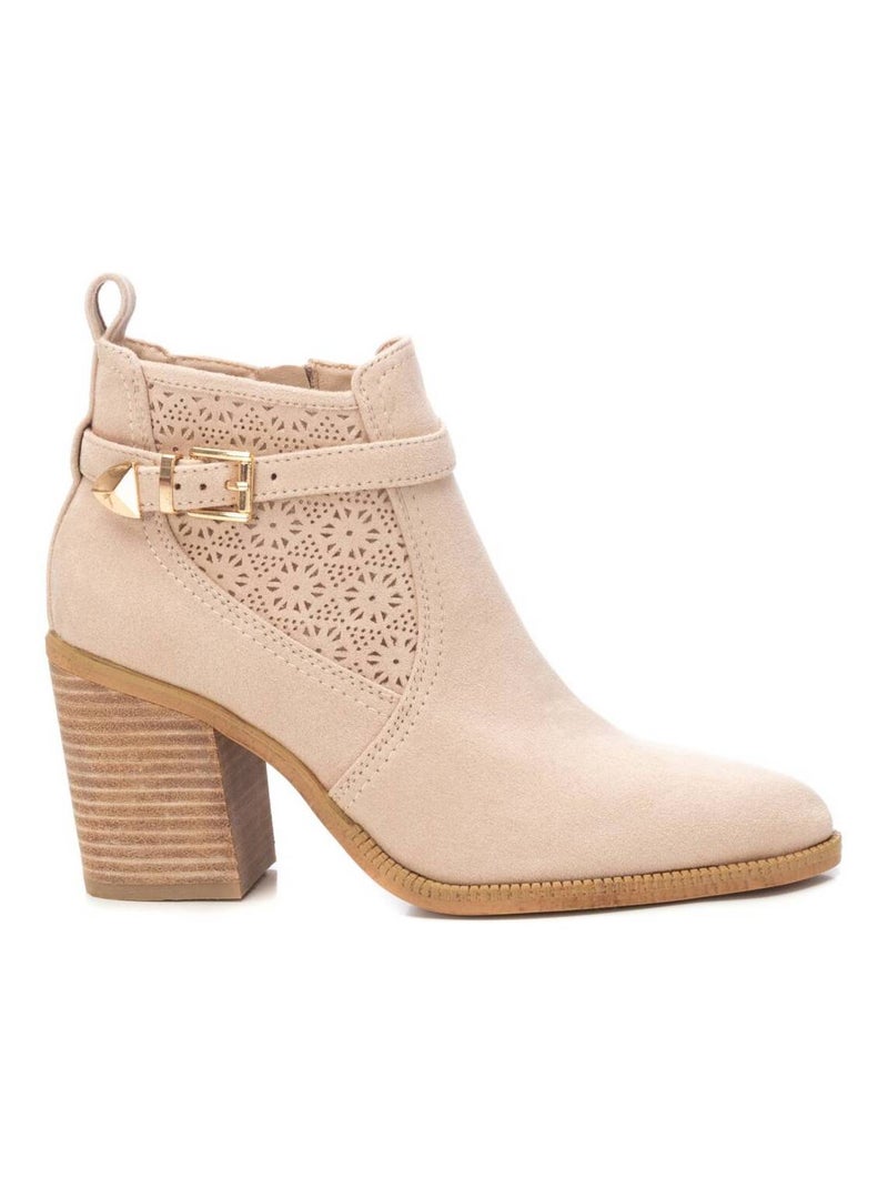 Bottines à talon avec fermeture éclair Beige - Kiabi