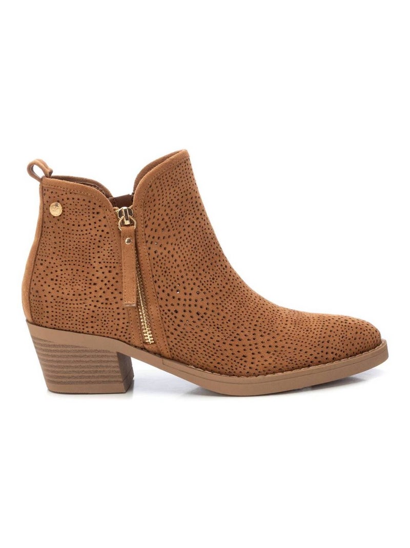 Bottines à talon avec fermeture éclair Camel - Kiabi