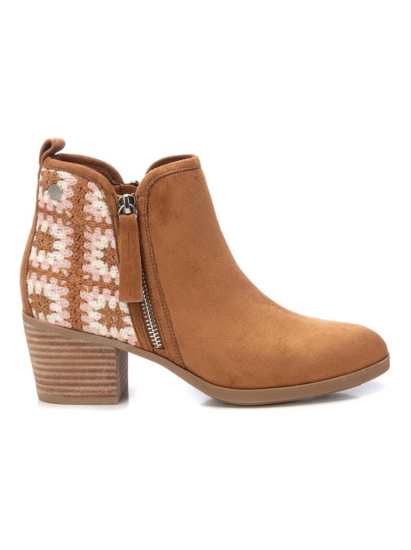 Bottines à talon avec fermeture éclair Camel - Kiabi