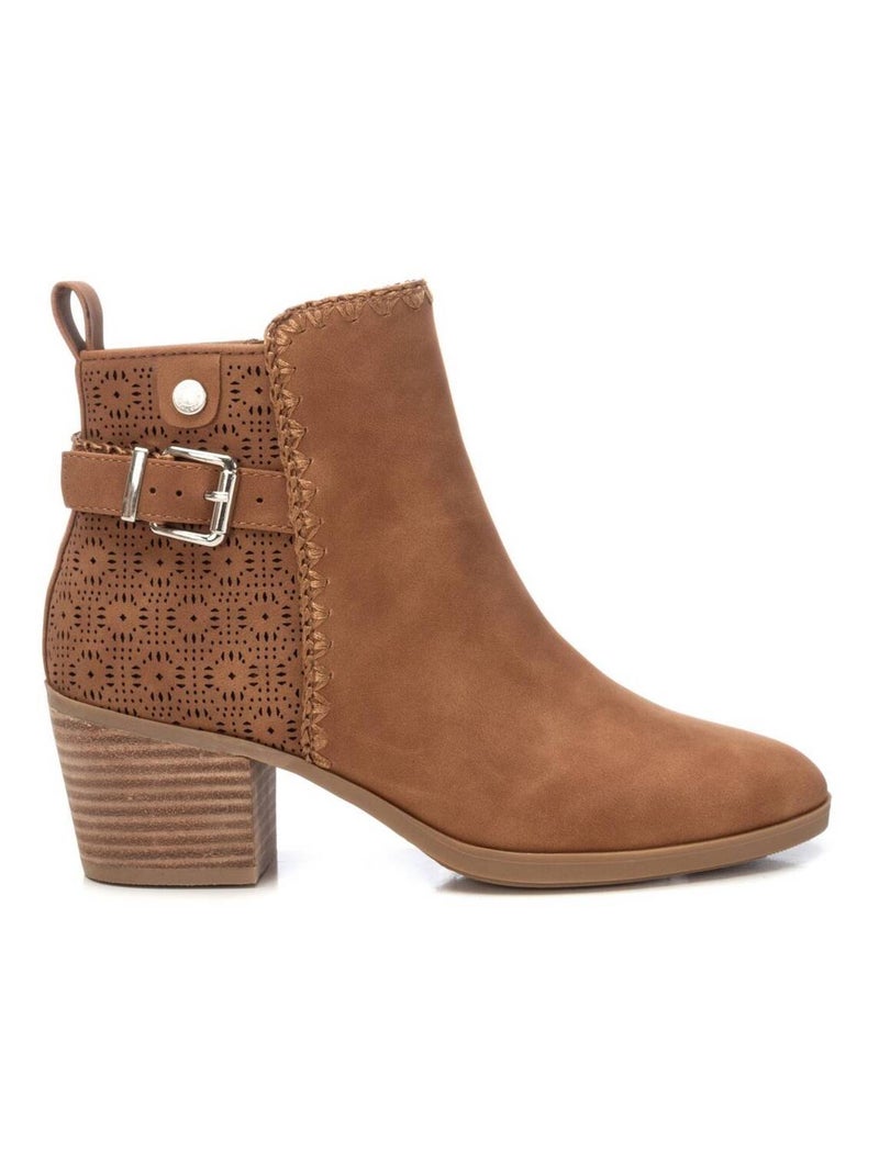 Bottines à talon avec fermeture éclair Camel - Kiabi