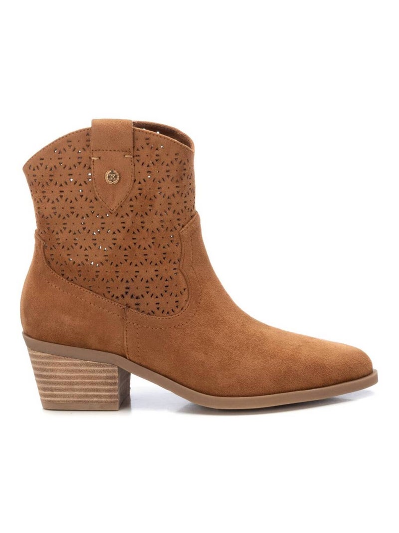Bottines à talon avec fermeture éclair Camel - Kiabi