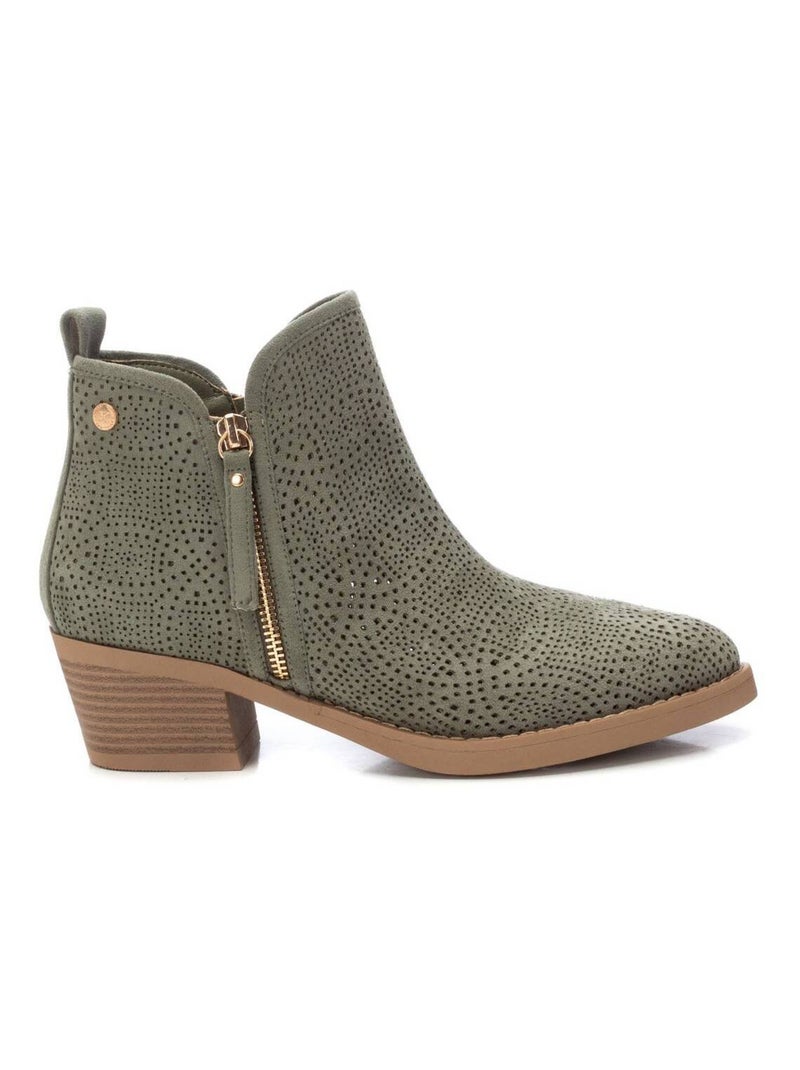 Bottines à talon avec fermeture éclair Kaki - Kiabi