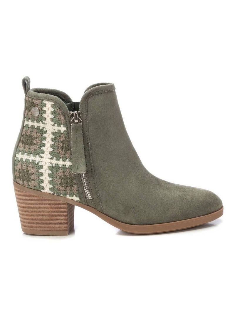 Bottines à talon avec fermeture éclair Kaki - Kiabi