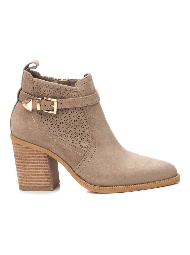 Bottines à talon avec fermeture éclair Taupe - Kiabi