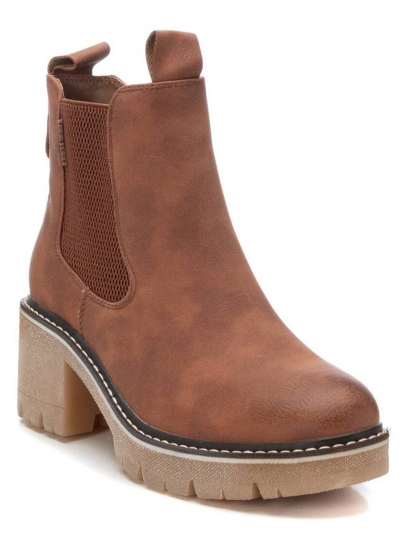 Bottines à talon avec fermeture éclair Xti Camel - Kiabi