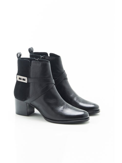 Bottines à talon bi-matières - Damart - Kiabi