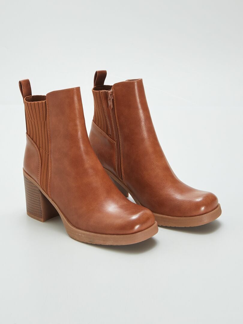 Bottines à talon Camel - Kiabi