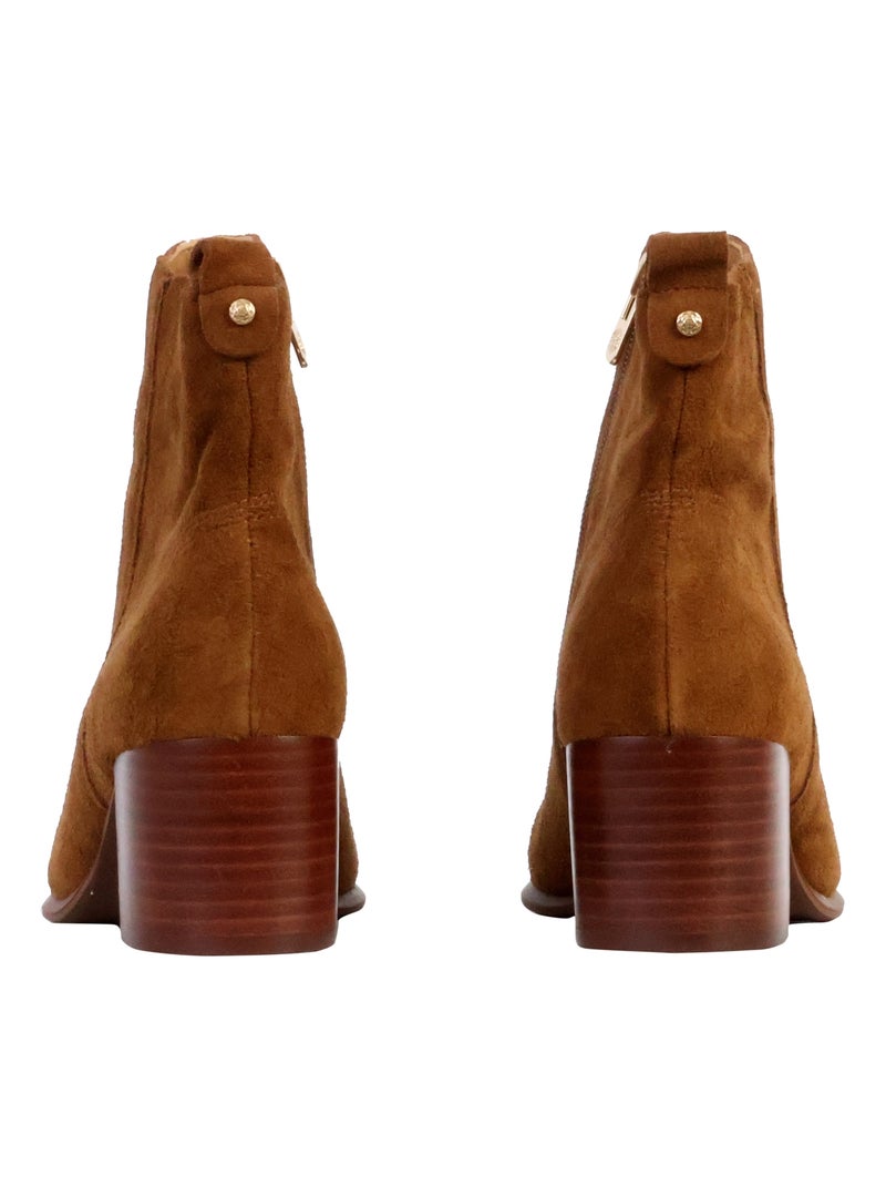 Bottines à Talon Cuir Emilie Karston Aurelie Camel - Kiabi